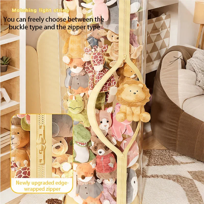 Transparent Doll Storage Tube Toy Organizer With Zipper