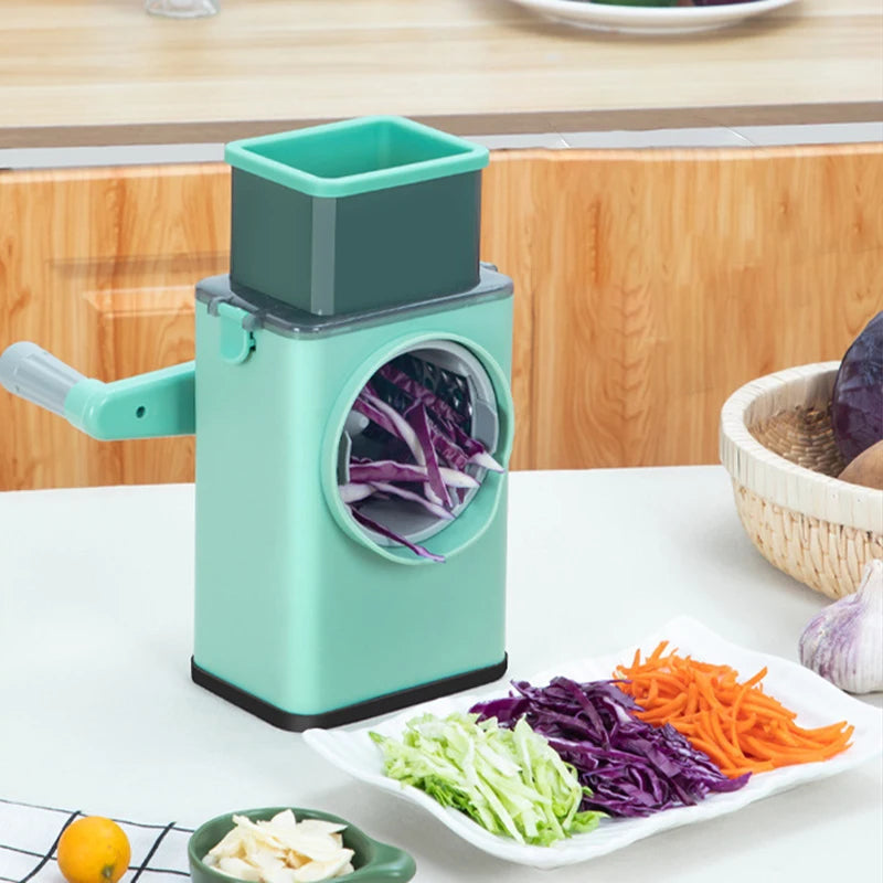 Manual Rotary Vegetable Slicer Grater 3-in-1 Kitchen Tool - 𝖁𝖎𝖛𝖆𝖈𝖊