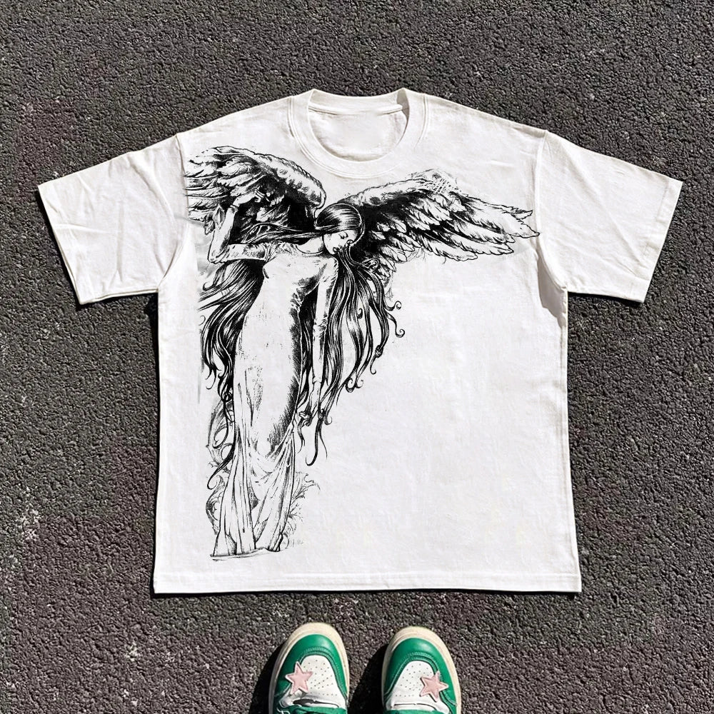 Y2K Gothic Graphic Oversized T-Shirt Cotton Blend Top