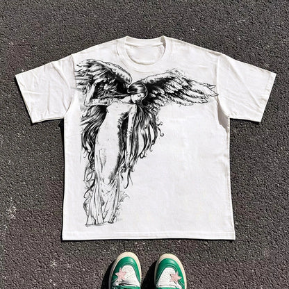 Y2K Gothic Graphic Oversized T-Shirt Cotton Blend Top