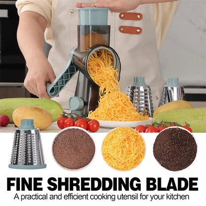 3-in-1 Rotary Cheese Grater Manual Vegetable Slicer - 𝖁𝖎𝖛𝖆𝖈𝖊