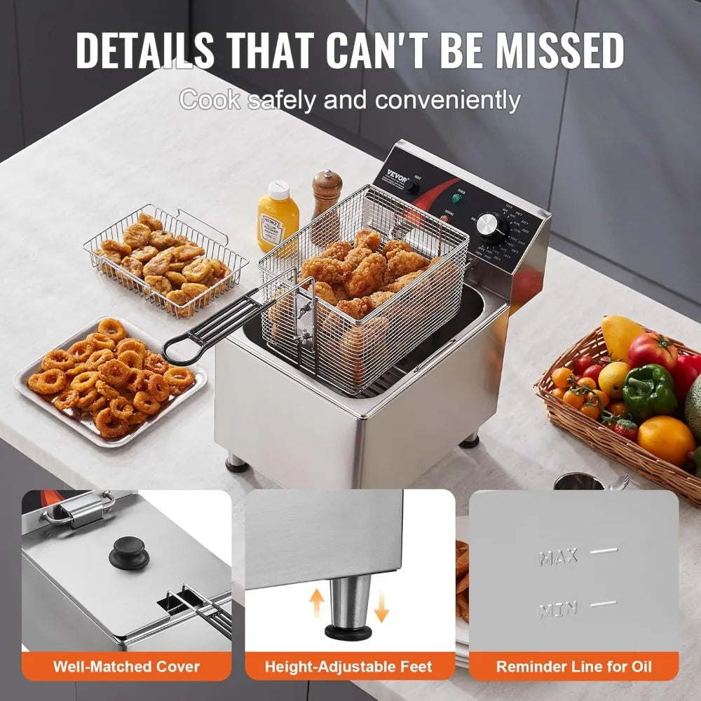 Commercial Electric Deep Fryer 11.5L – 1750W Countertop
