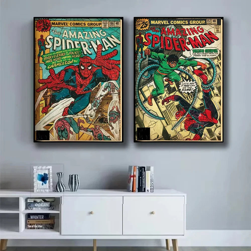 Spider Hero Canvas Wall Art Poster for Kids Rooms
