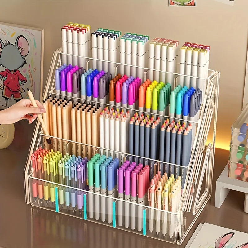 Acrylic Pen Holder Organizer With Large Capacity Rack
