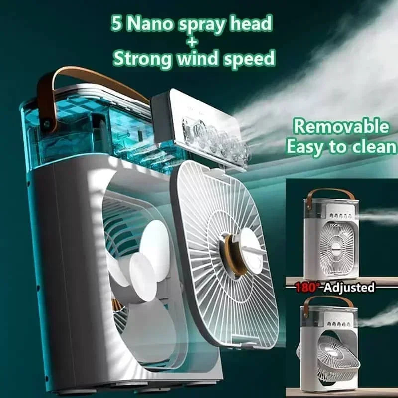 3-in-1 Portable Air Cooler Fan with Humidifier & LED Light - 𝖁𝖎𝖛𝖆𝖈𝖊