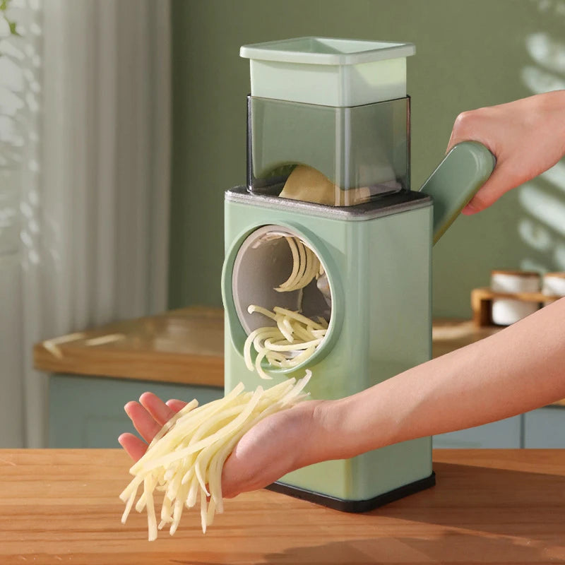 Manual Rotary Vegetable Slicer Grater 3-in-1 Kitchen Tool - 𝖁𝖎𝖛𝖆𝖈𝖊